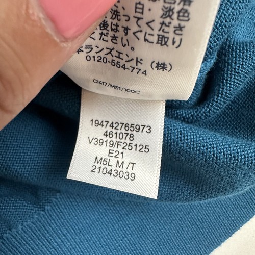 Lands End Herrenpullover 100 % Supima Baumwolle blau V-Ausschnitt Größe mittel groß MT 38-40 - Bild 8 von 9