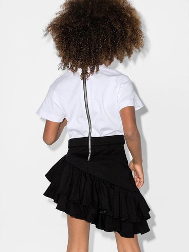 NWT Balmain Sequin Logo Cotton Ruffle Minidress - Girls Size 10A - Picture 3 of 12