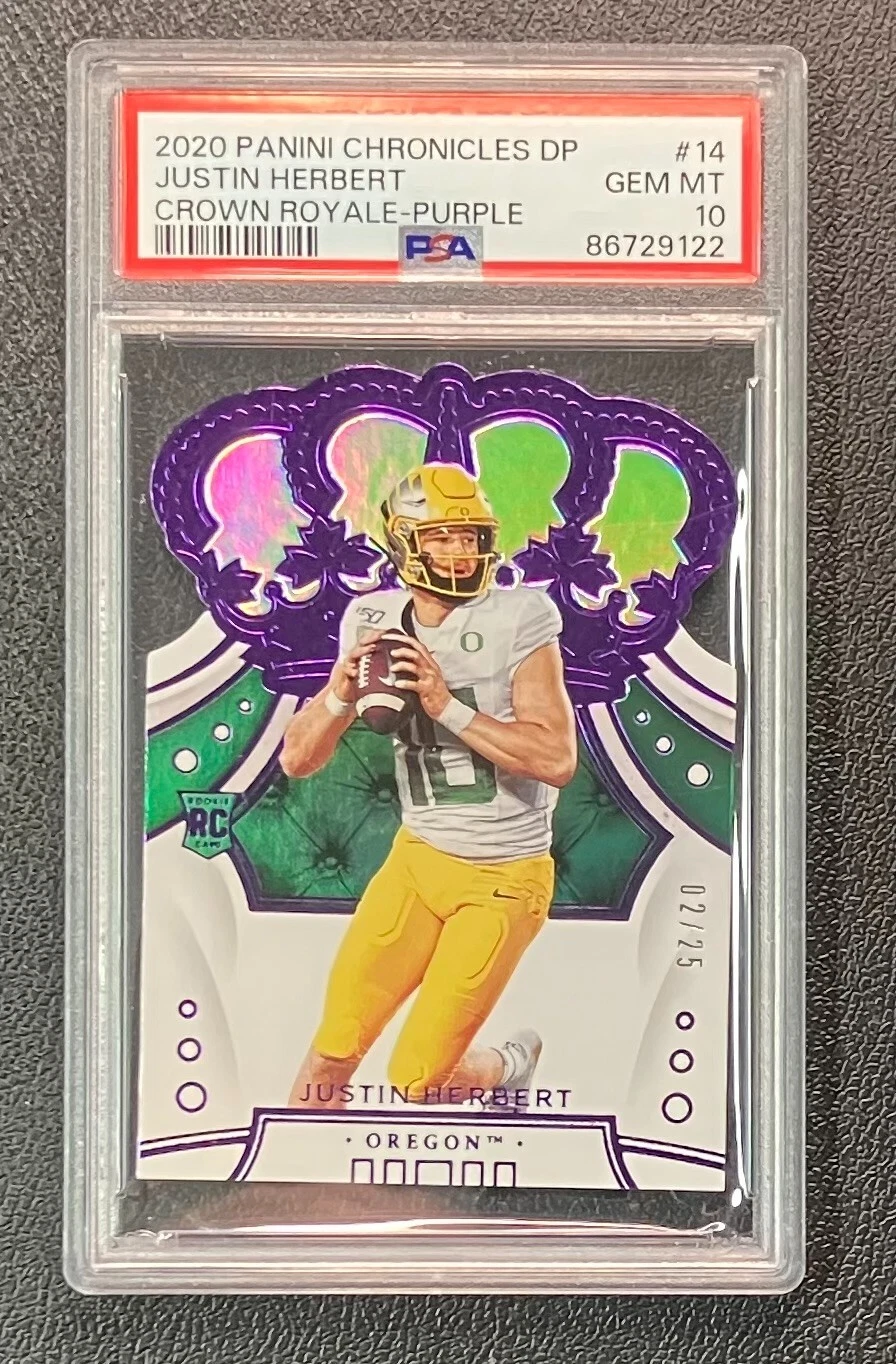 Justin Herbert Panini Chronicles Draft Picks Crown Royale #14 Purple