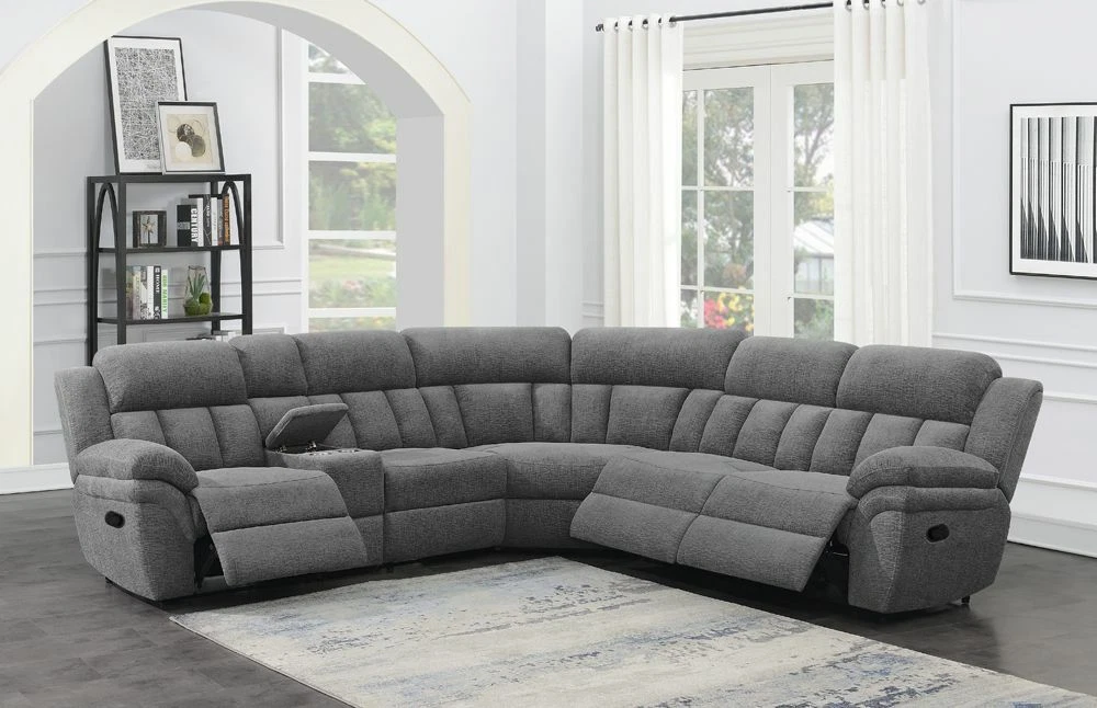 Charcoal Grey Chenille Reclining Sofa