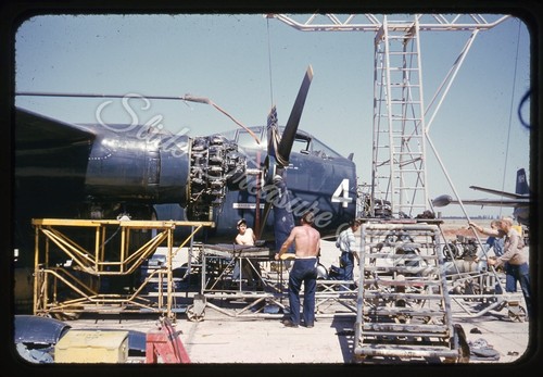 North American AJ-1 Savage Aircraft Mechanic Man 35mm Slide 1950s Kodachrome