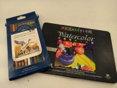 Two sets of used Watercolor Pencils - Fantasia & Prismacolor (missing a pencil)