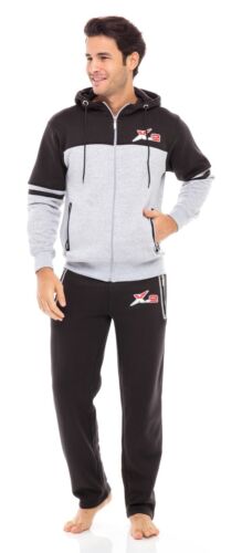 Mens Hooded Athletic Full Zip Fleece X-2 Tracksuit Jogging Sweatsuit - Picture 11 of 38