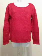 Narciso Rodriguez Design Nation Women's Red Knit Sequin Pull Over Sweater size S