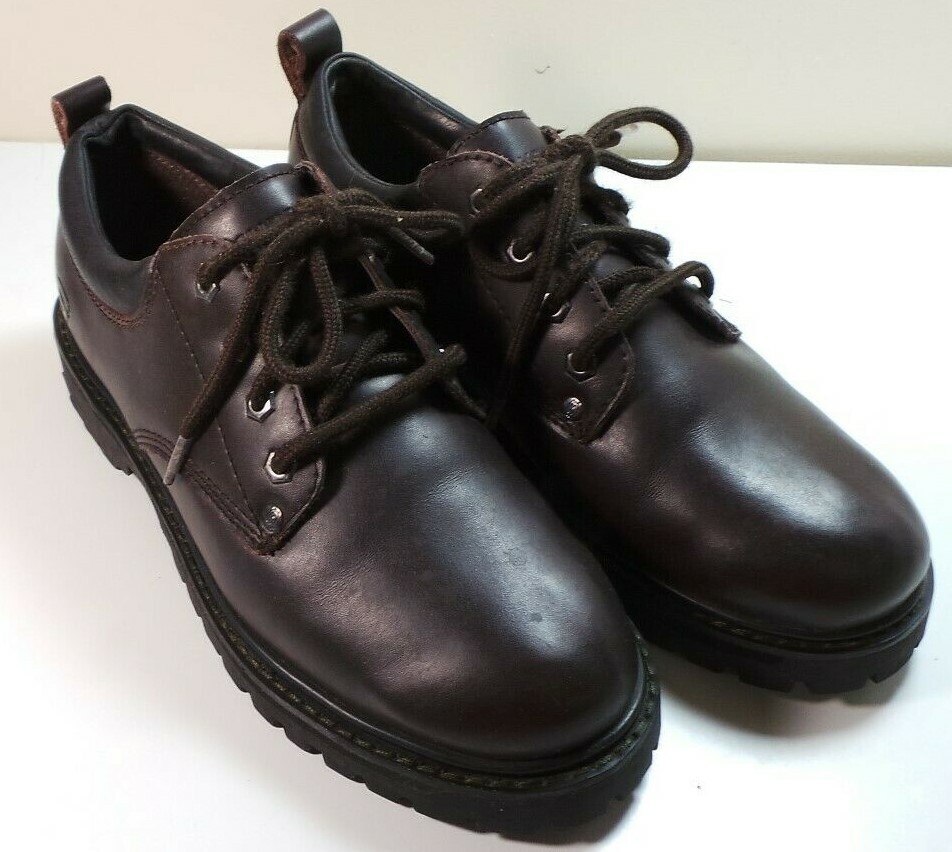 Skechers Men's Brown Oxford Leather Work Shoes Size 9… Gem