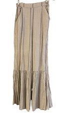 Japna Boho Pants Palazzo pants wide leg striped taupe beige black pockets S
