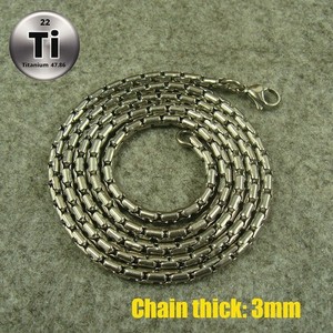 Pure Titanium Anti-allergy Necklace 3mm Ti Rolo Ball Bead Chain XH012