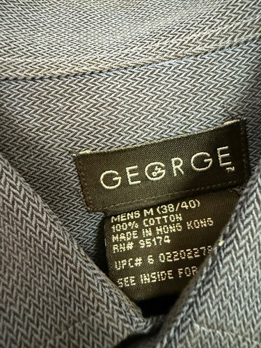 George Button Down Dress Shirt Size M (38/40) Men’s Career Blue 100% Cotton - Picture 5 of 8