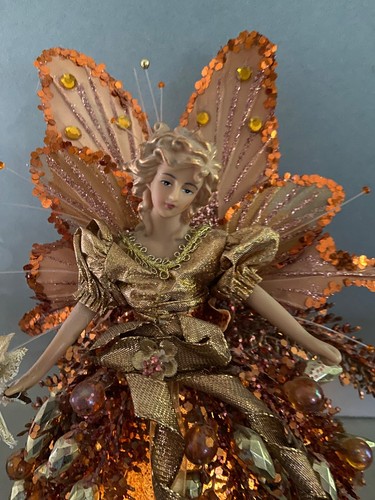 Tischplatte Engel Dekor Bronze Gold Glitzer Blumen Fee Weihnachten Glitzer 10" - Bild 10 von 11