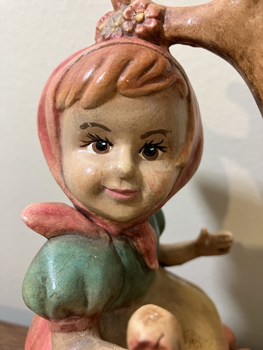 Vintage Girl in Tree Figurine 11.5" Tall Ceramic Hand Painted - Picture 2 of 12