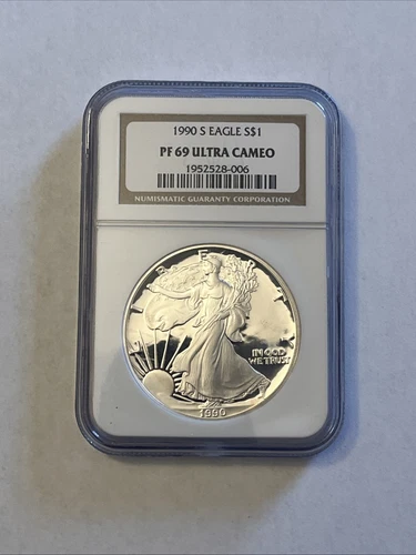 1990 S - Silver Eagle S$1 - NGC PF 69 Ultra Cameo - Brown Label L21