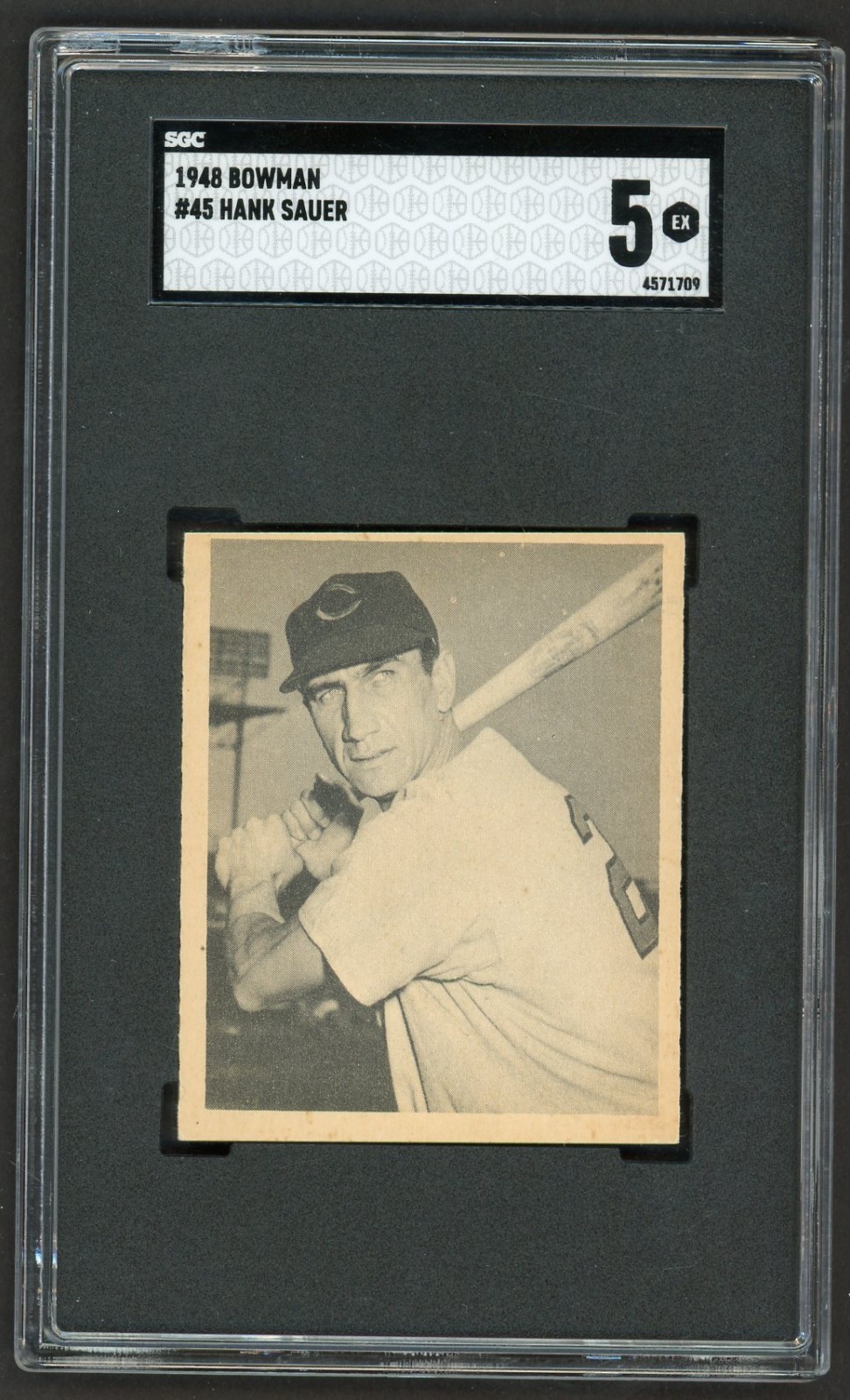 1948 Bowman HANK SAUER Cincinnati Reds ROOKIE #45 SGC 5 EX Condition