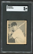 1948 Bowman HANK SAUER Cincinnati Reds ROOKIE #45 SGC 5 EX Condition