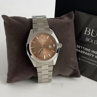 New Bulova Surveyor Men's Automatic Watch Brown Dial Stainless Steel 39mm 96B470