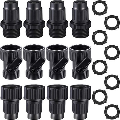 4 Sets Garden Expandable Hose Repair Kit Faucet Adapter 3/4 inch, Black 