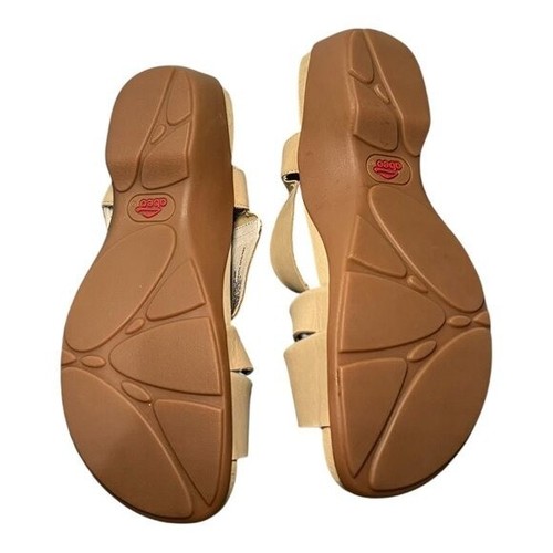 ABEO Norma Neutral Mid Heel Sandals Tan 8N New No Box Comfort Leather Hook & Loo - Picture 6 of 9