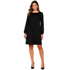 Tory Burch Sequin Sleeve Black Dress Sheath MEDIUM Designer Cocktail Party