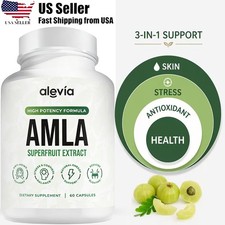 Alevia Organic Amla Capsules 1000mg Indian Gooseberry Antioxidant Supplement