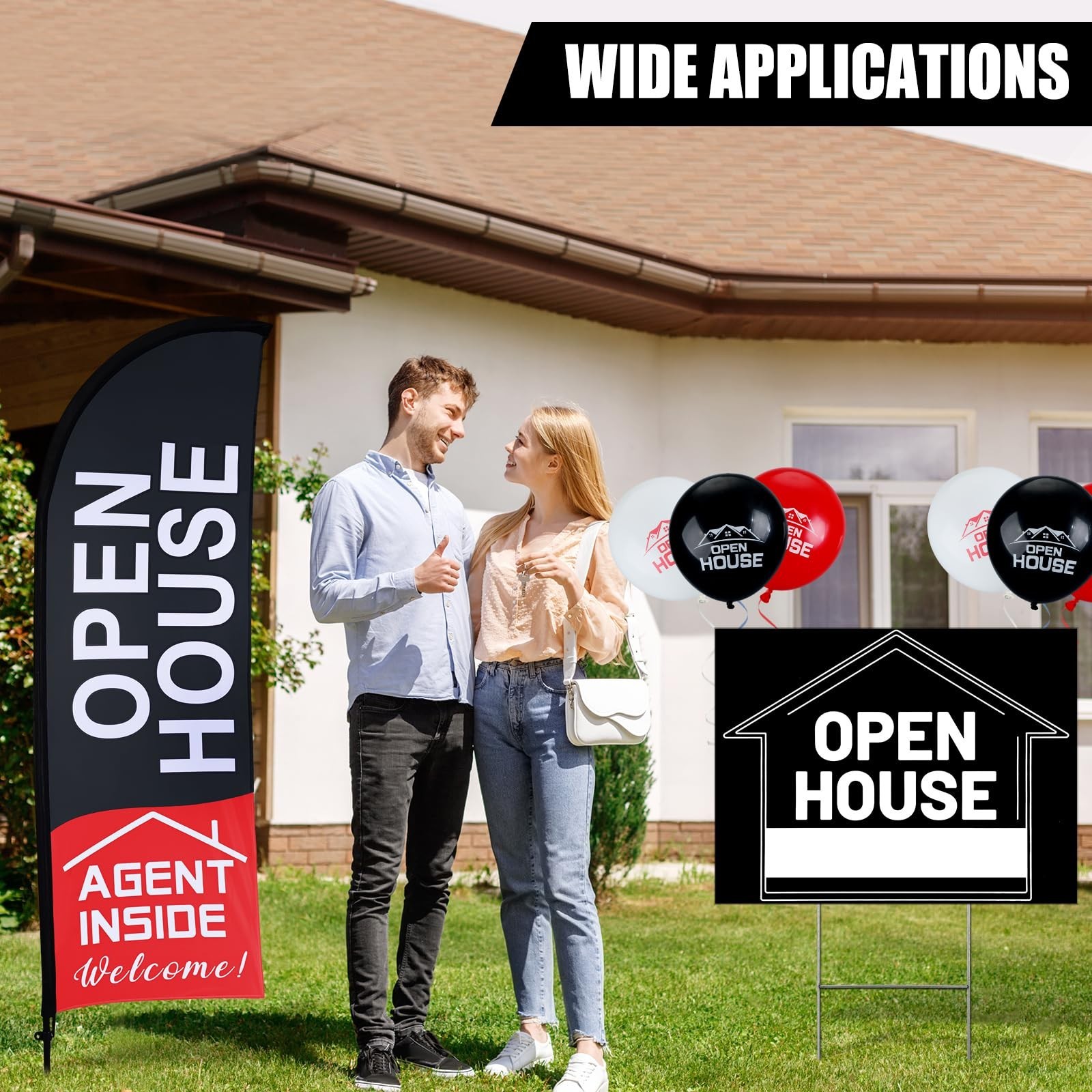 Buryeah Open House Signs Set (36 Pcs Total), 1 Open House Flag with Pole Kit ...