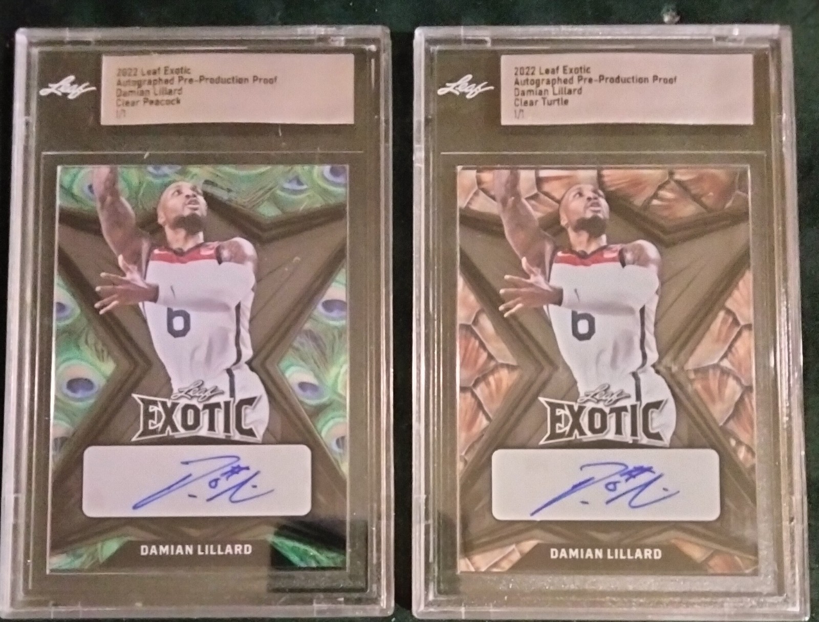 Damian Lillard Trailblazers 2022 Leaf Exotic Autograph Pre-Production Proof 1/1