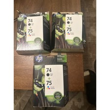 3 Pack HP 74 Black  75 Tri-color Ink Cartridges Combo Packs Expired Sealed