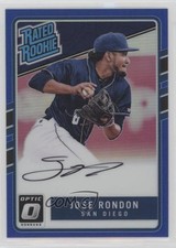 2017 Donruss Optic Rated Rookies Base Blue Prizm 61/75 Jose Rondon #175 Auto y8h