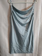 Forever 21 Med blue satin mini dress cowl neckline spaghetti strap Mermaidcore