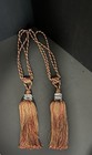 2 Pair Large Burgundy & Gold Twisted Cord Drapery Tie Backs