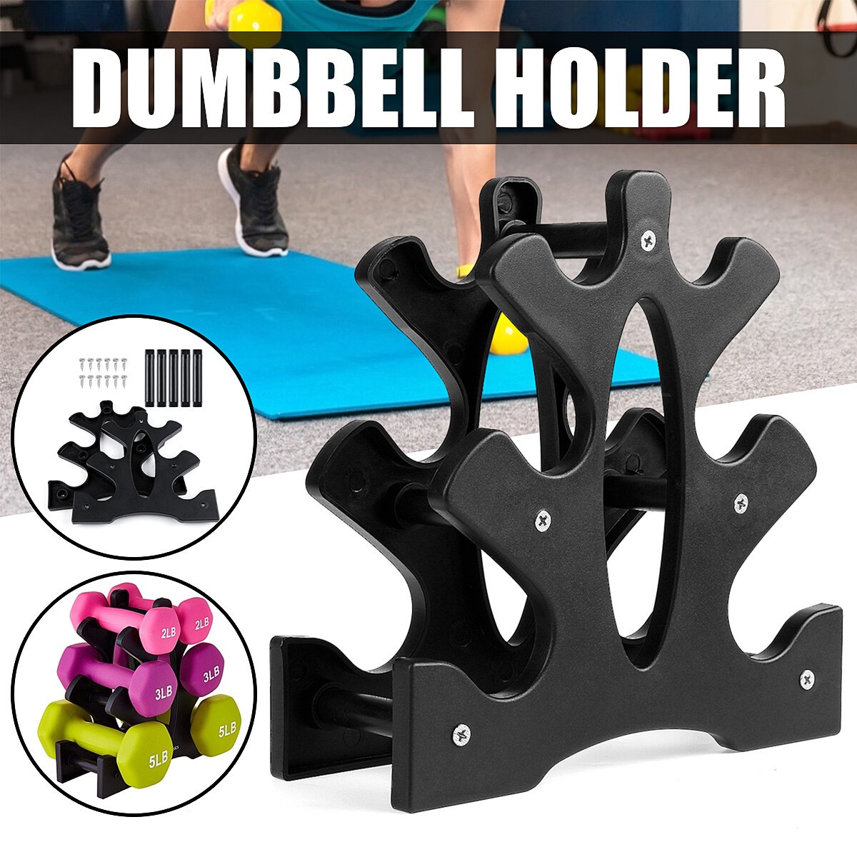 Supporto porta manubri 3 livelli porta pesi palestra casa attrezzatura fitness