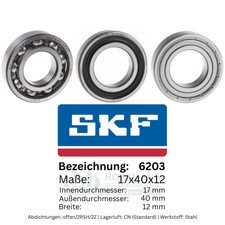 SKF 6200-6215 Kugellager Rillenkugellager offen 2RS 2RSH 2RS1 2RSR 2Z ZZ 2ZR NEU