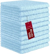 10 Pack 100 Cotton Wash Cloth, Luxurious Soft, 12 x 12 inch Ultra Absorbent,
