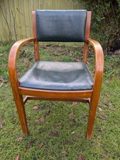 Mid-Century Vintage Bentwood Chair with Green Vinyl Seat And Back Retro