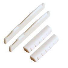 Frenflu 2 Sets 4pcs 6 String Acoustic Guitar Bone Bridge Saddle and Nut Made ...
