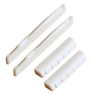Frenflu 2 Sets 4pcs 6 String Acoustic Guitar Bone Bridge Saddle and Nut Made ...