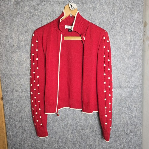 St. John Red Full Zip Sweater Size 10