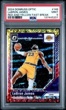 2024  LeBRON JAMES 6/7 PSA 9 PANINI DONRUSS OPTIC FAST BREAK RED AND YELLOW #148