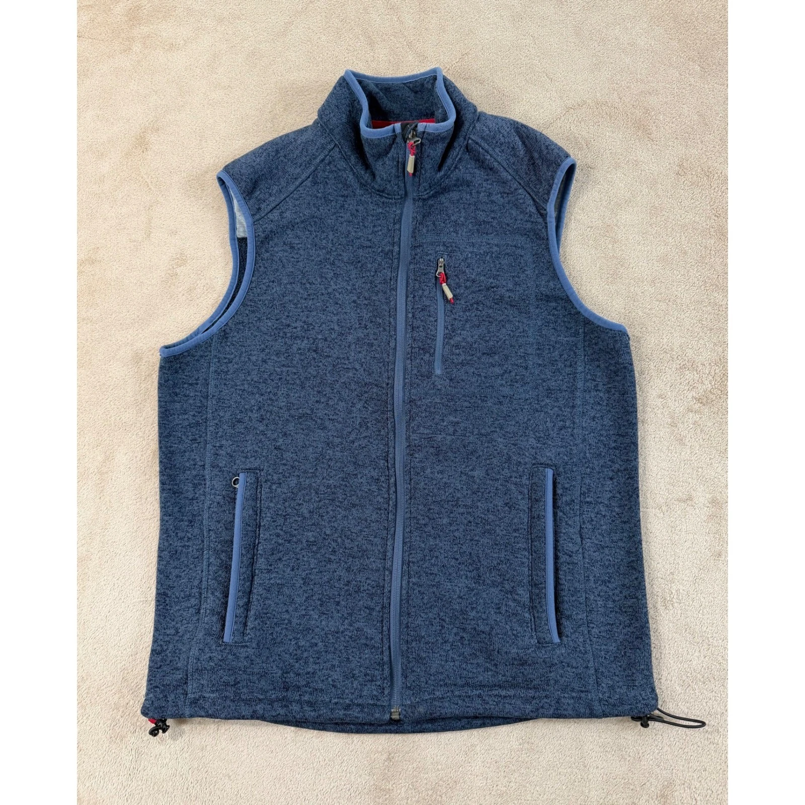 Orvis Denali Fly Fishing Fleece Sweater Vest Men's Size Large Blue Full zip EUC