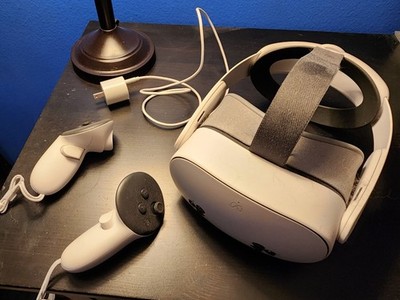 meta quest 3s 128gb with controllers, elite strap, and breathable interface