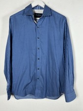 Robert Graham Mens Blue Gingham Check Long Sleeve Button Up Shirt Tailored Large