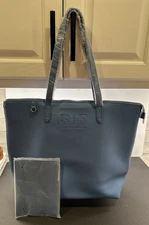BRAND NEW - Rodan + Fields - Blue Faux Leather Tote Bag With Make-Up Bag Pouch