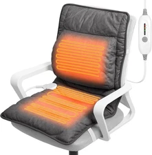 Heated Seat Cushion with Lumbar Support for Office, Heated Seat Cover Pain Relie