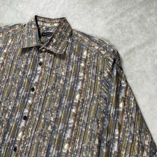 Jhane Barnes Camicia Uomo XL Multicolore Tessuto Bottoni Manica Lunga Casual - Foto 5 di 12