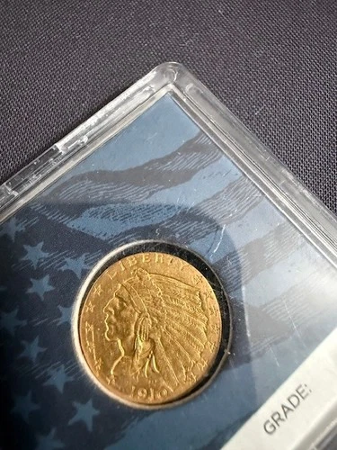 1910 US GOLD COIN, INDIAN HEAD QUARTER EAGLE 2 1/2 DOLLARS .900 PURE, VERY NICE