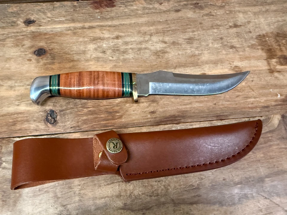 Cuchillo de Cubiertos Remington Cuero Apilado 10" Hoja Fija Estuche de Cuero Nuevo (CANTIDAD) Foto 3 de 4