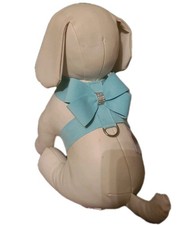 Susan Lanci Designs Tinkie Harness XS Nuveau Bow Tiffi Blue Ultra Suede NWT 