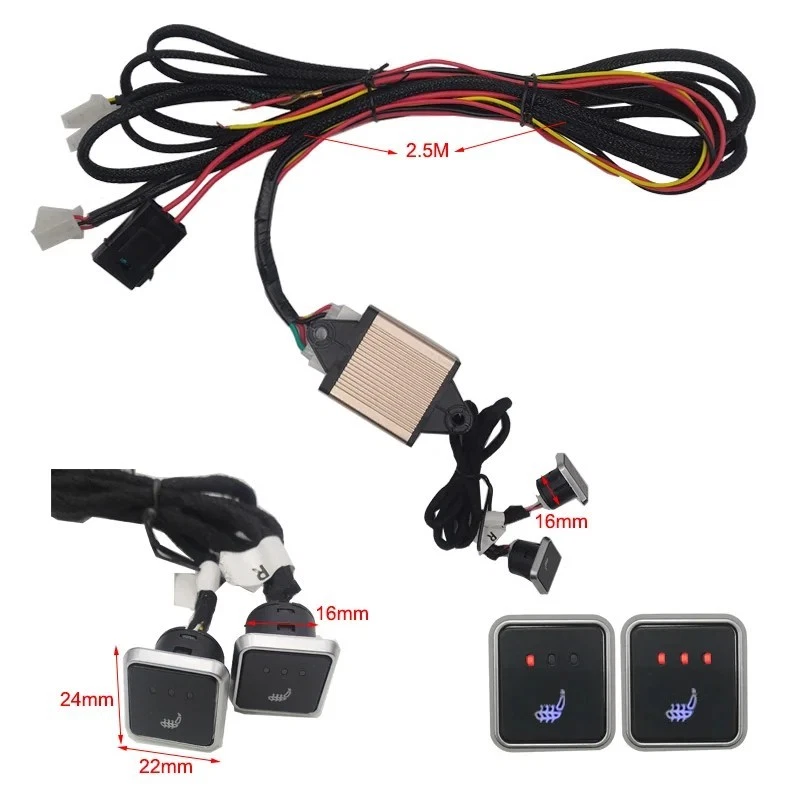 Universal Built-In Car Seat Heater Kit Fit 2 Seats 12V Alloy Wire Heating Pads Foto 2 de 4