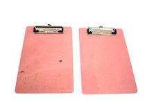 Set 2 Pink Plastic Clipboards Low Profile Metal Clip Office School Supplies