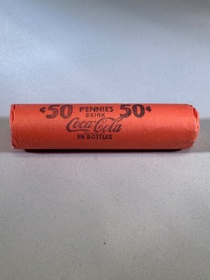 Vintage Coca-Cola Penny Roll (never opened) Primarily - Wheat Pennies