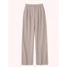 NEW Abercrombie Fitch Curve Love Wide Leg Sloane Trouser Taupe Pant 32