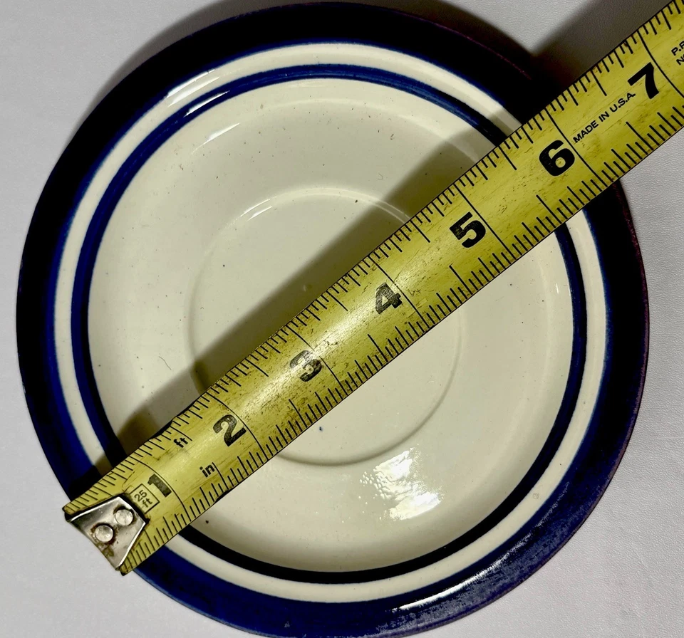 Taza y platillo de cerámica hechos a mano azul y blanco Monemvasía Grecia de colección café té Foto 3 de 4